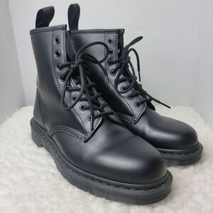 Dr. Martens 1460 Mono Mens Boots Size 10 M Black Leather Lace Up 8-Eye Shoes